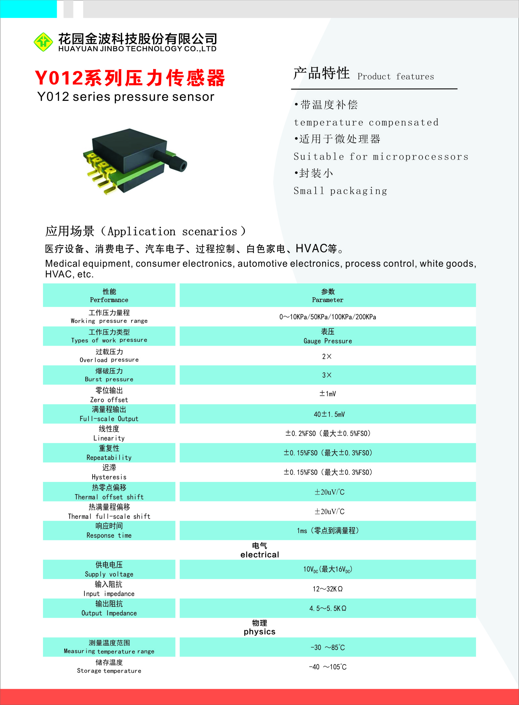 Pressure Sensor official product sheet