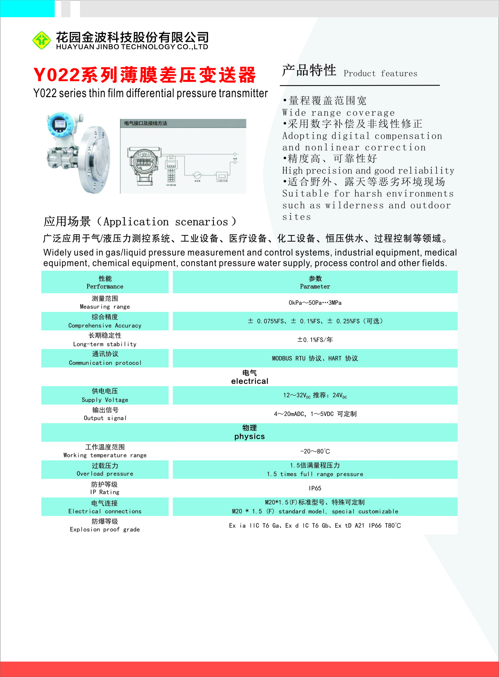 Diaphragm Differential Pressure Transmitter official product sheet