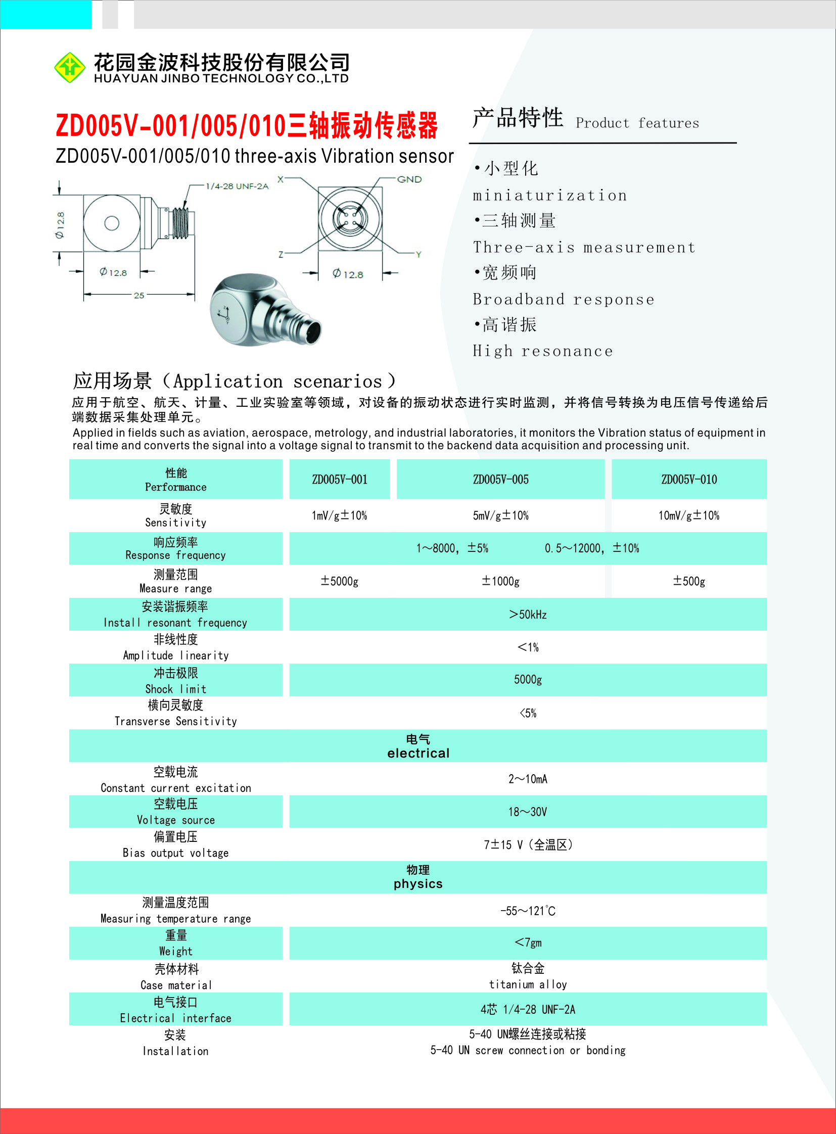 Triaxial Vibration Sensor official product sheet