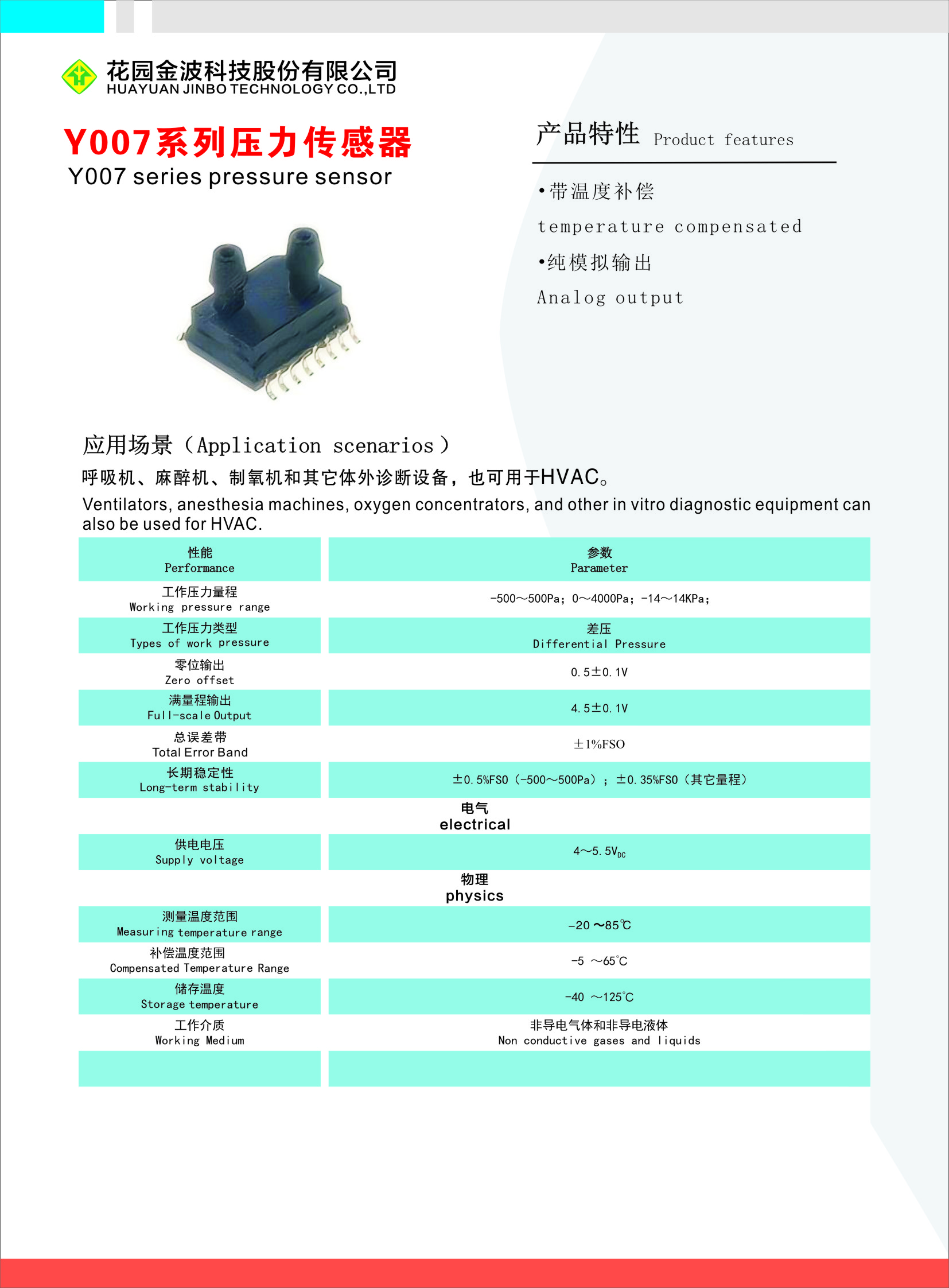 Micropressure Sensor official product sheet